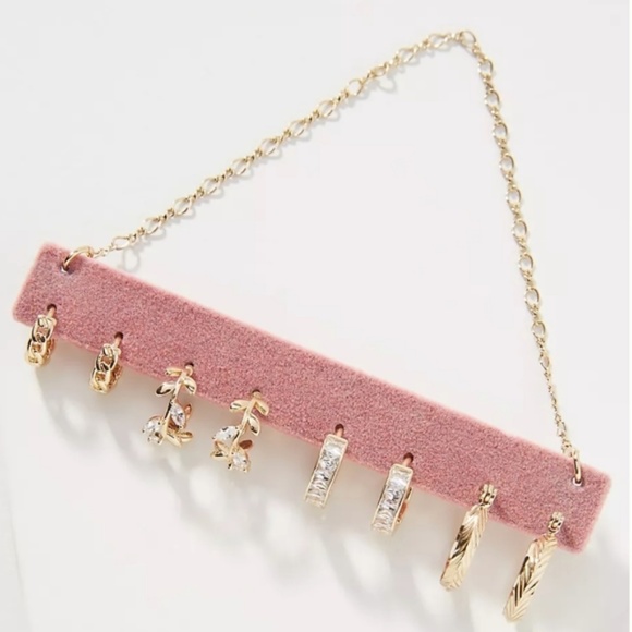 Anthropologie Jewelry - NEW! Set of Four Anthropologie Hoop Earrings, on a pink velvet + gold hanger!